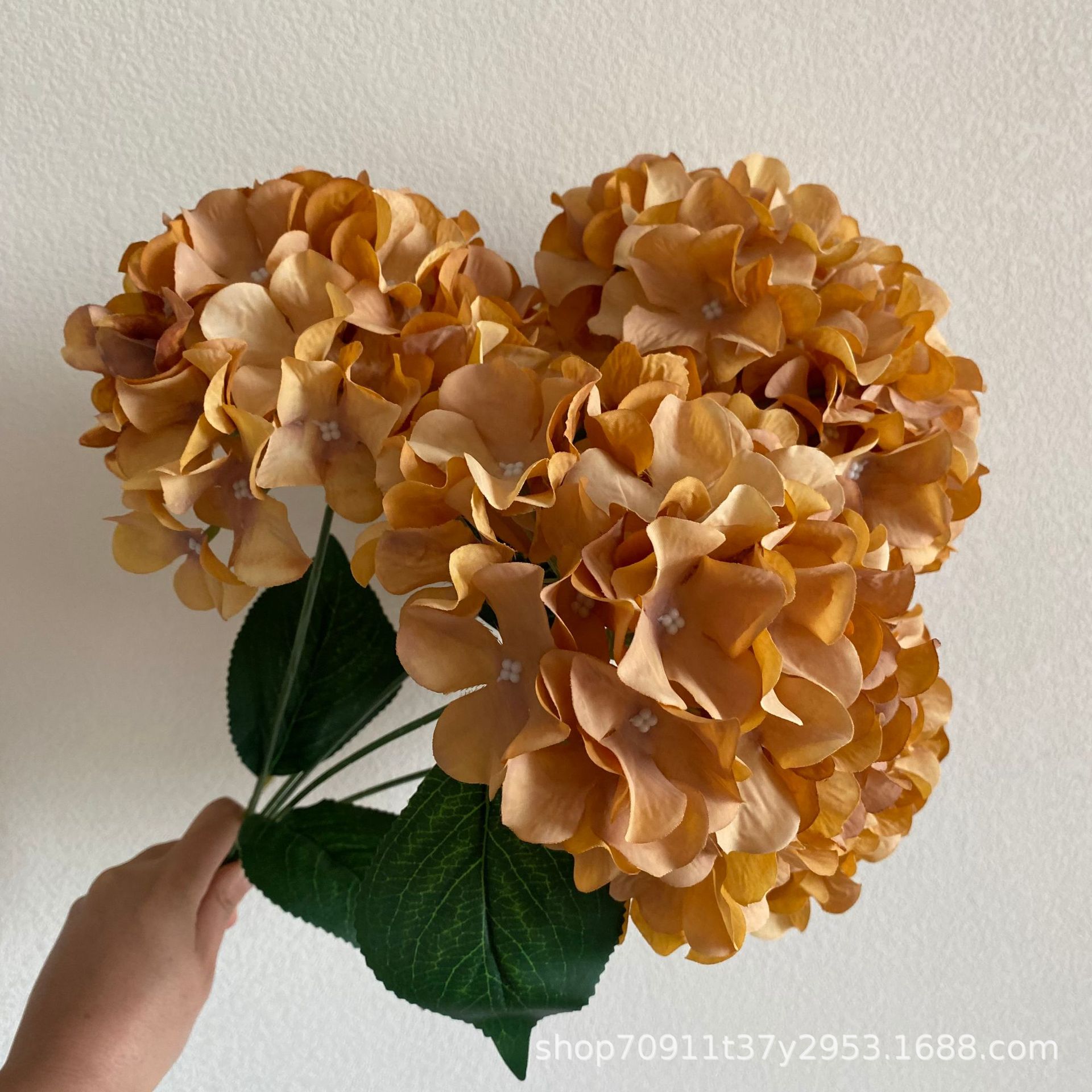 5송이 수국 옐로우 브라운