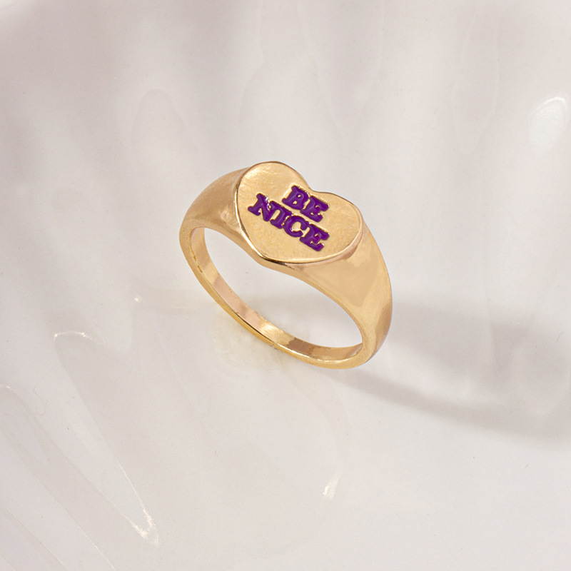 European and American simple heart plain dripping letter ring female wholesale