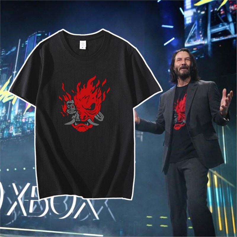 Cyberpunk 2077 Peripheral Short-sleeved Men's Keanu Reeves Same CDPR Game T-shirt Cyberpunk Clothes