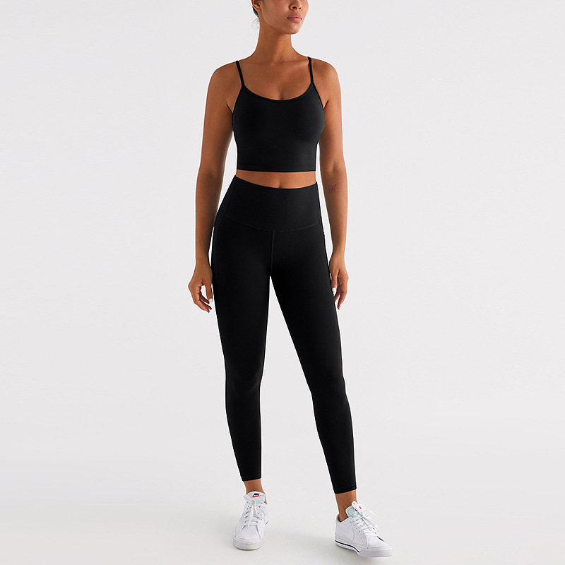 Nueva ropa de yoga traje de mujer cepillado desnudo sensación de secado rápido transpirable correr fitness deportes al aire libre ropa interior conjunto de dos piezas