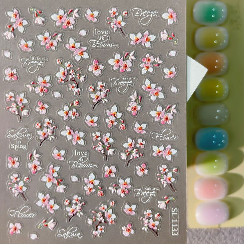 Sakura Oil Painting Rose Embossed Nail Stickers in Stock 3D Waterproof Chinese Style Chrysanthemum Embossed Nail Stickers Sl Model Sakura Oil Painting Rose Embossed Nail Stickers in Stock 3D Waterproof Chinese Style Chrysanthemum Embossed Nail Stickers Sl Model