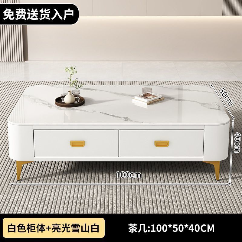 Gabinete de televisión de tabla de roca sala de estar doméstica tipo de casa pequeña 2024 mesa de té de lujo moderna simple mesa de té de suelo nórdica combinación