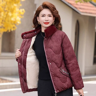 中老年人加绒棉服女奶奶冬装棉袄新中式外套妈妈老太太加厚上衣服