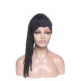 欧美非洲假发马尾小辫子头巾假发化纤假发头套Headband wigs
