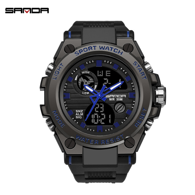 Reloj electrónico de los hombres personalizados de moda deportes al aire libre impermeable reloj luminoso LED multifuncional reloj de estudiante Masculino