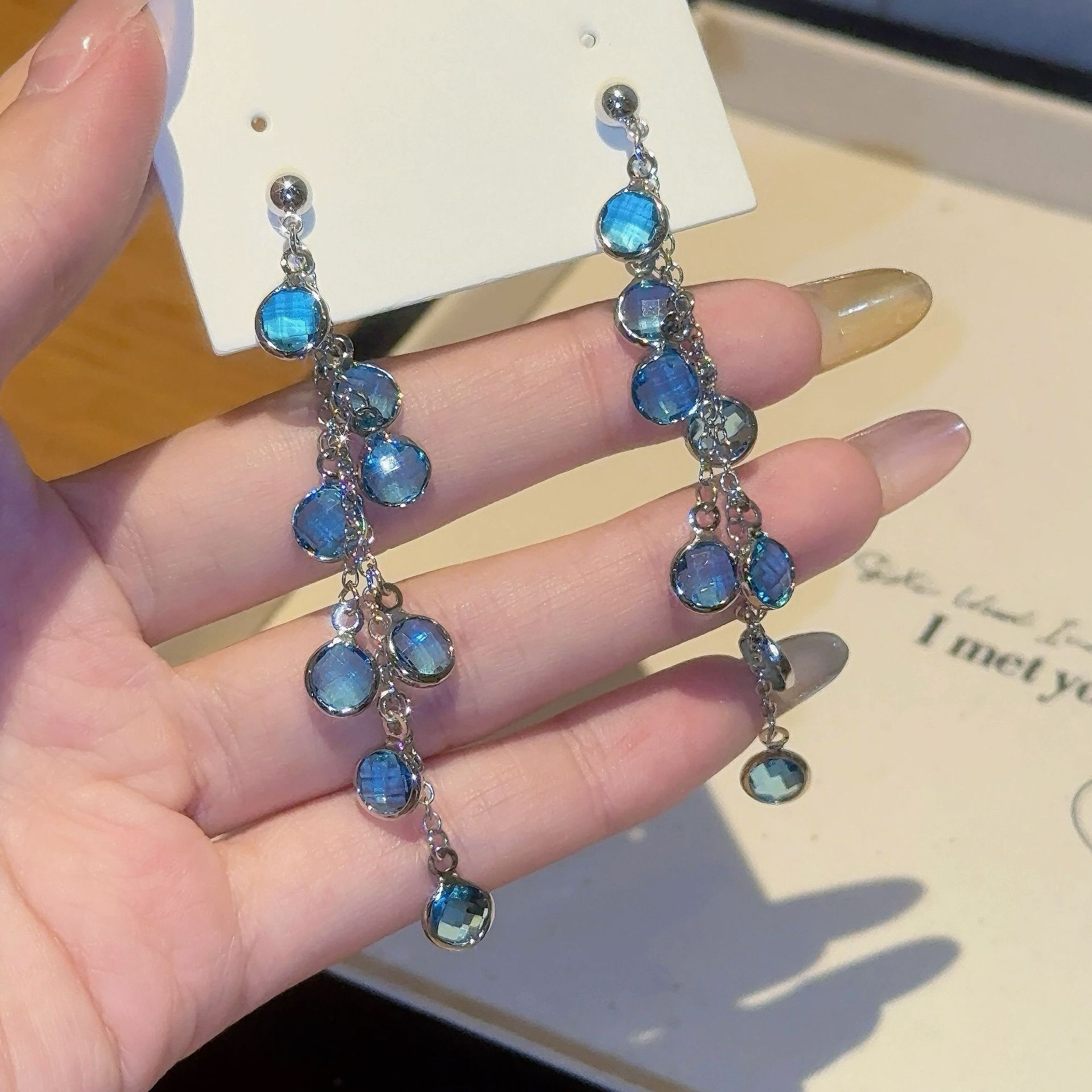 Blue sophisticated elegant earrings