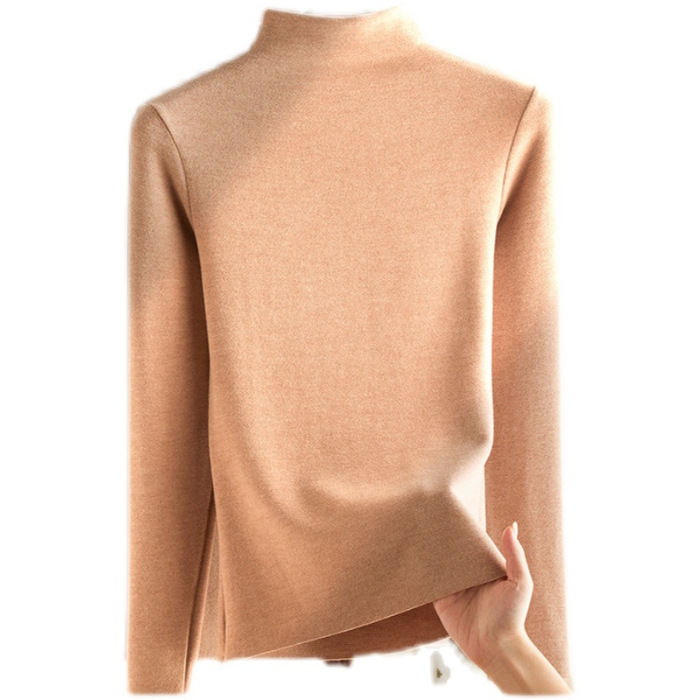 Niñas 2023 nueva camisa de fondo Otoño e Invierno ropa de terciopelo para niños bebé de manga larga Camiseta de cuello alto estilo occidental Top cálido