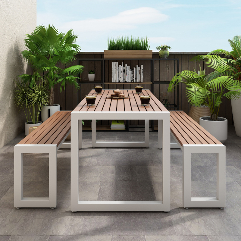 Leisure Iron Furniture Balcony Terrace Long Seats Tables and Chairs Plastic Wood Dining Table Milk Tea Shop Outdoor Metal Leisure Iron Furniture Balcony Terrace Long Seats Tables and Chairs Plastic Wood Dining Table Milk Tea Shop Outdoor Metal