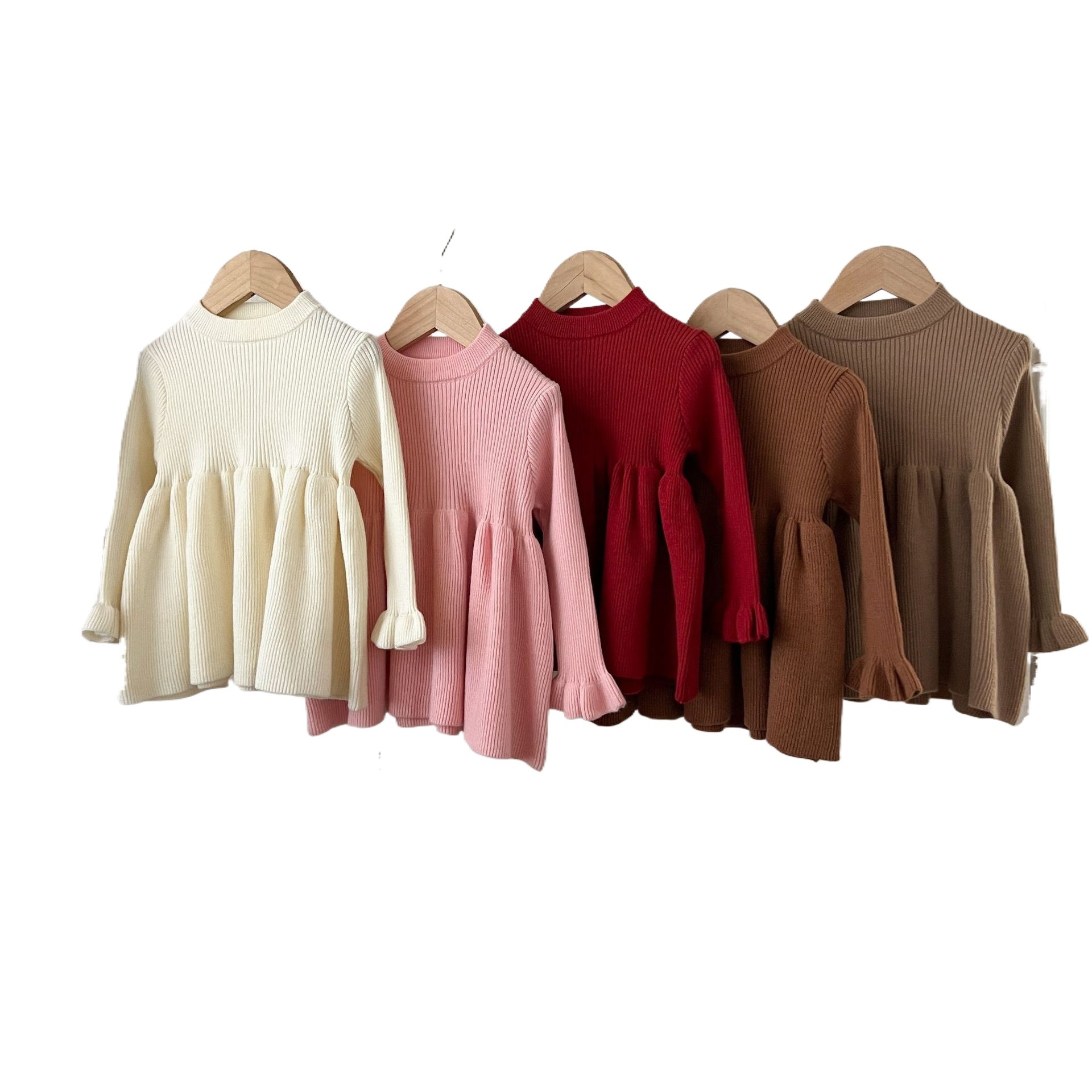 Ins vestido de lana con puños de algodón para niñas coreanas para bebés y niños pequeños vestido de suéter de primavera y otoño