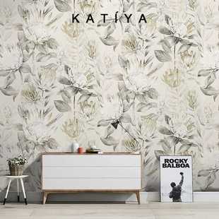 ✅ Katiya American Flower Wall Covering Hand-Painted Art Wallpaper French Living Room Tv Background Wall 2025 New