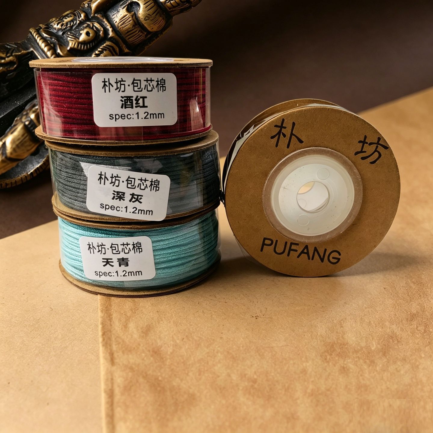 文玩线朴坊包芯1.2毫米棉线文玩厂家批发红色佛珠穿珠线耐磨编绳