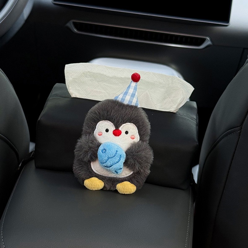 2026 New Car Tissue Box, Car Armrest Tissue Bag, Seat-mounted Car Tissue Bag, Cute Penguin Design for Women