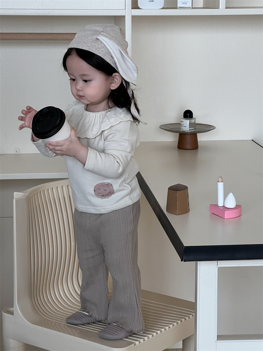 Ropa de otoño infantil coreana ropa infantil camisa de muñeca de niña ropa de caña de dos piezas de bebé de otoño
