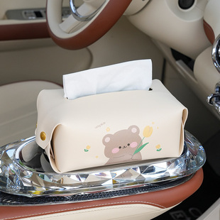 Cartoon car tissue box Tulip Bear rabbit car chair back hanging paper box multi-functional car tissue box