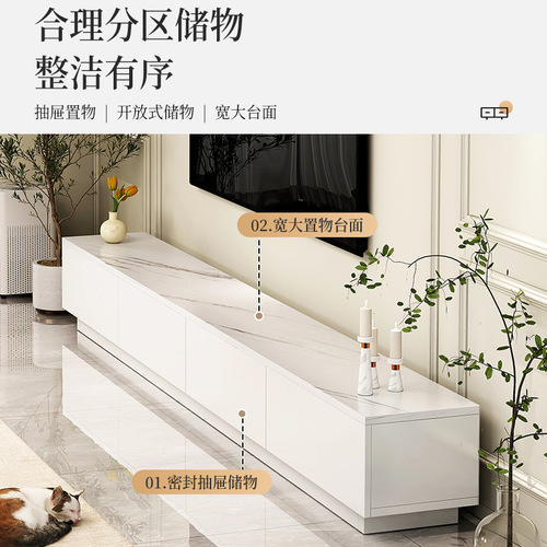 TV cabinet modern minimalist home living room small apartment floor cabinet French cream style TV cabinet coffee table combination