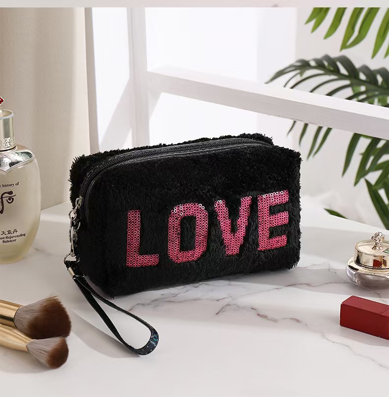 Bolsa de Cosméticos Bordada Transfronteriza, Linda Bolsa de Cosméticos de Felpa, Bolsa de Almacenamiento, Modelo Multifuncional 2025, Portátil para Viajes