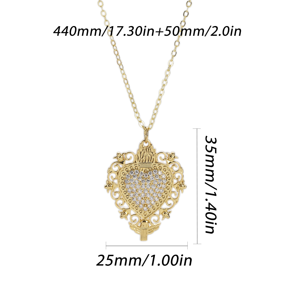 17g Weight Pendant, Chain Jewelry Making Type Copper Chain Material 1 Piece Quantity Holiday, Street Occasion Copper Material Heart Shape Pattern Unisex Gender Plating Design Retro, Simple Style Style 1 Piece Copper Heart Shape Pendant Chain 15