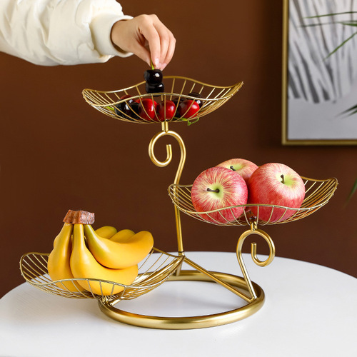 Nordic INS-style golden iron fruit tray/dry snack tray minimalist creative living room home tea table snack tray decoration