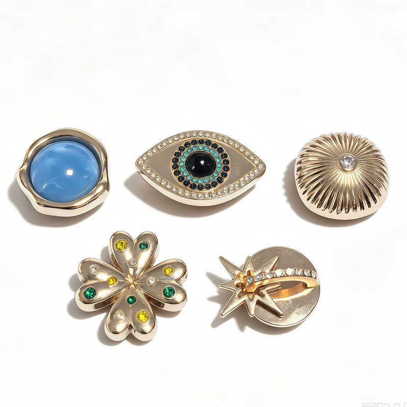 Cross-Border Popular Mall-Style Clogs with Silver Devil's Eye Chain and Gold Rhinestone Accessories, Same Style as on Xiaohongshu