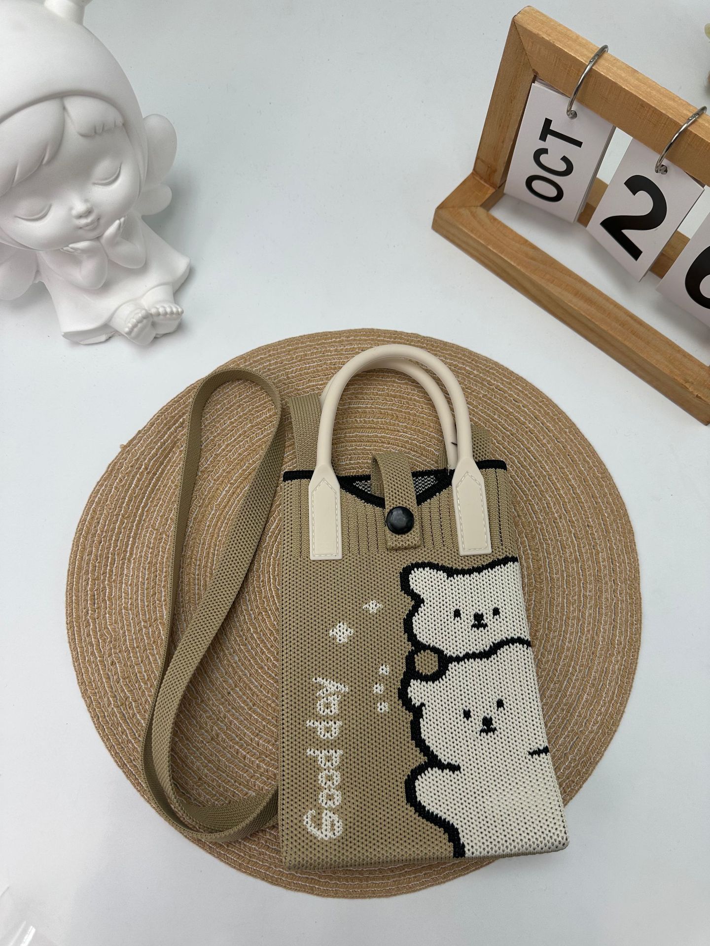 Cartoon Graphic Knit Compact Phone Crossbody Bag 97