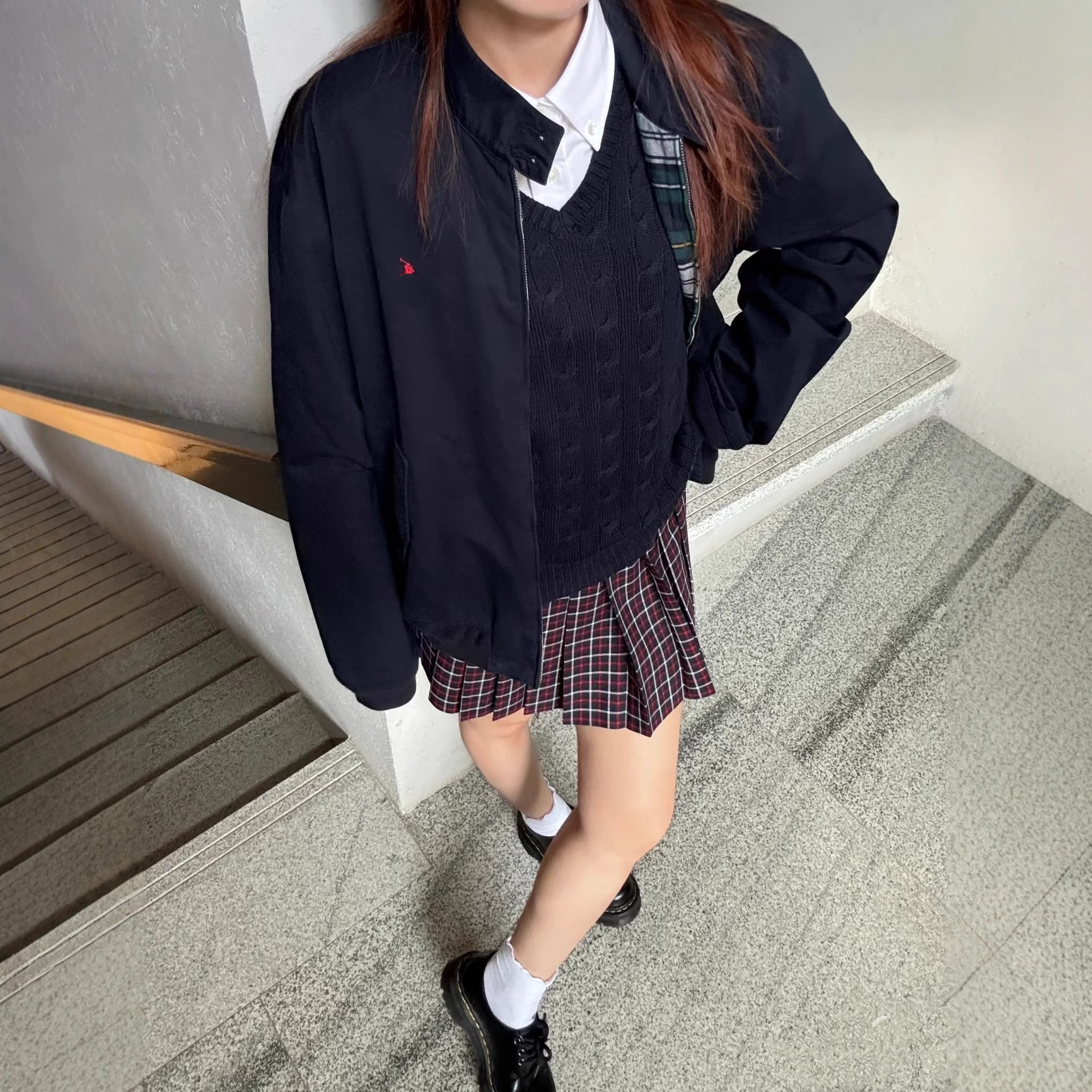 High-quality RL Ralph embroidered pony logo unisex vintage-style stand-up collar Harrington flight jacket.