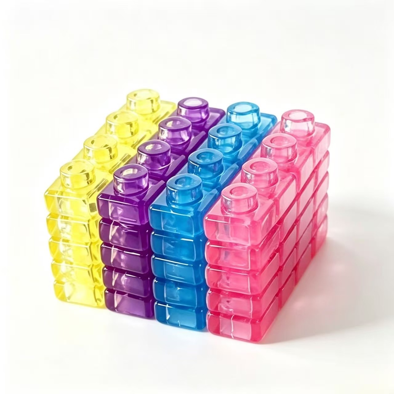 Juguetes de bloques de construcción de gelatina transfronterizos para adultos descomprimir pellizco pegamento blando pequeño cuadrado suave capacidad práctica de silicona transparente