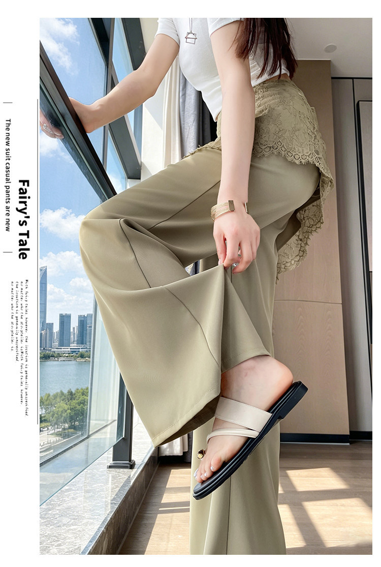 Quần culottes nữ ống rộng cạp cao ren eo phong cách Hàn Quốc — màu đen chi tiết 40