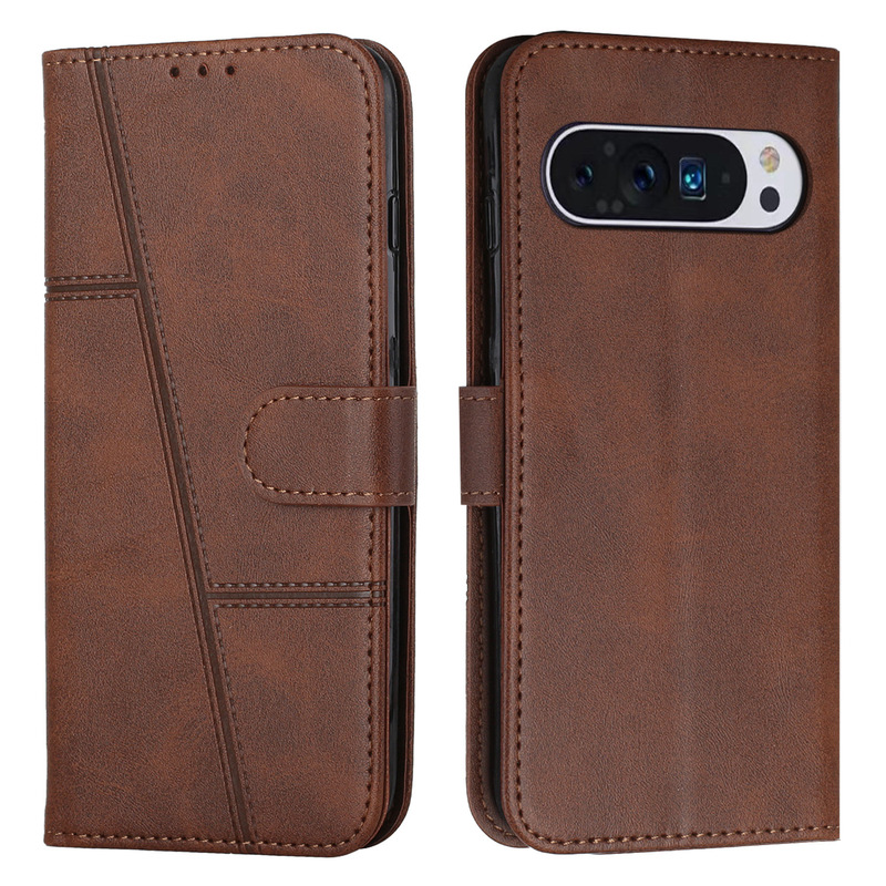 Cross-border Applicable Google 9pro XL Simple Two-color Calfskin Mobile Phone Leather Case Flip-on Card-in Hand Rope Protective Case Cross-border Applicable Google 9pro XL Simple Two-color Calfskin Mobile Phone Leather Case Flip-on Card-in Hand Rope Protective Case