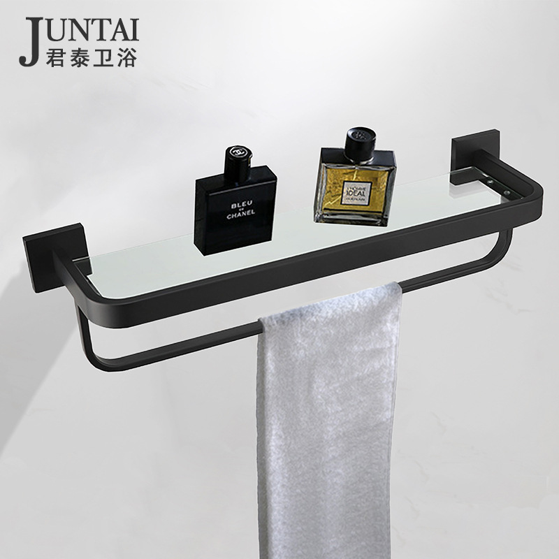 Factory direct towel rack bathroom bathroom 304 stainless steel rounded black shelf new products on the market
