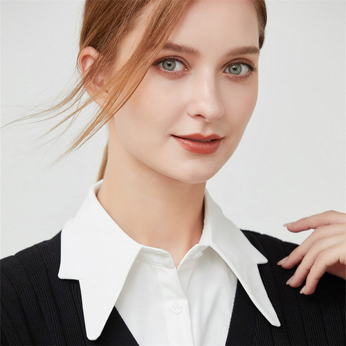 Women's Fashionable Pointed Collar Child Fall/Winter Matchable Striped Shirt Collar for Women Long-Sleeve Shirt Collar for Spring/Summer