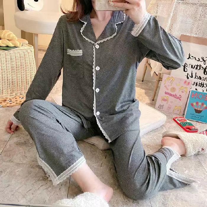 Autumn pijama, thin long-sleeve, set, oversize, internet celebrity