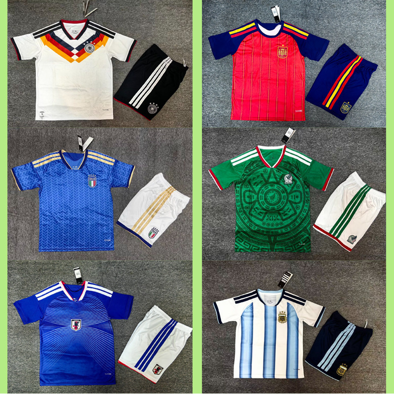2026 Copa del Mundo de fútbol infantil trajes de mangas cortas pantalones cortos Argentina Alemania Francia niños y niñas secos rápidos image 1