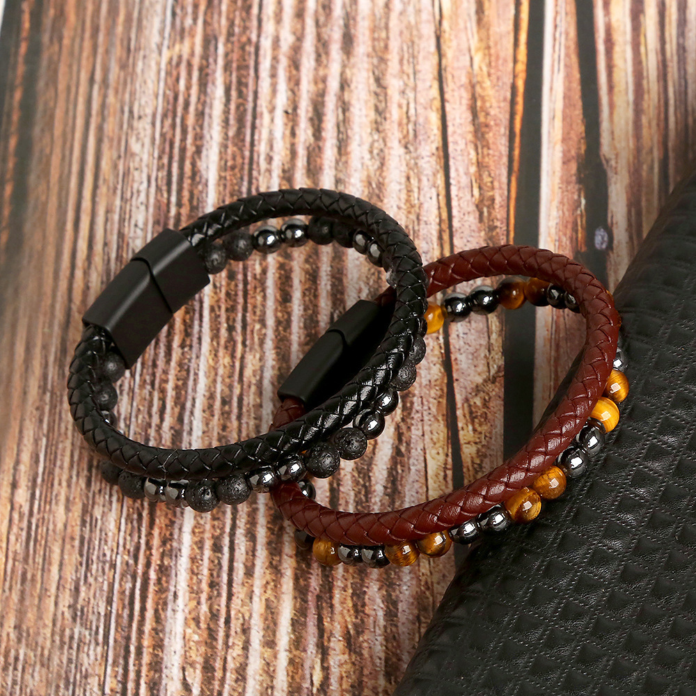 Bracelets Classification Fashion Geometric Natural Stone Rope Men'S Bracelets Men Cord & Leather Bracelets