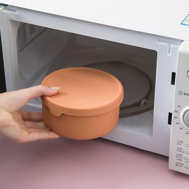 日本製食品グレードシリコン製ランチボックス、蓋付き丸型、電子レンジ加熱可能、保温弁当箱、鮮度保持弁当箱|undefined