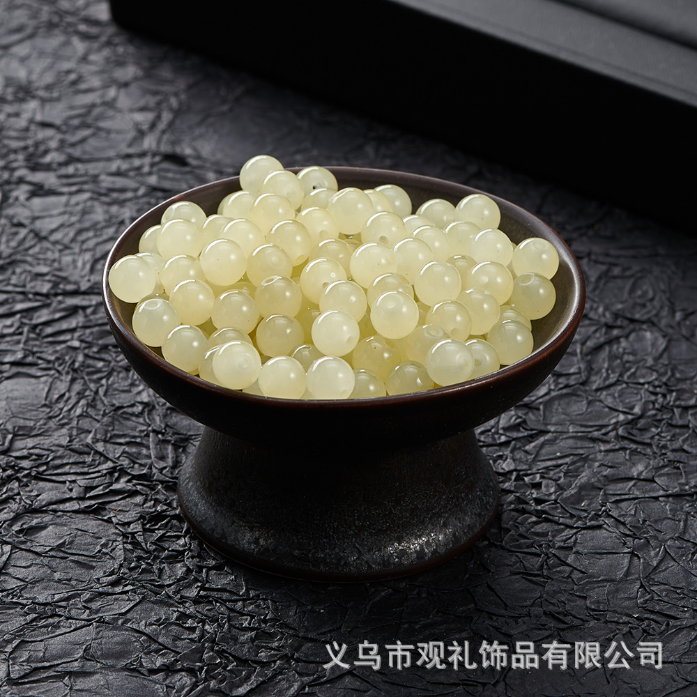 Primavera y verano imitación de cristal imitación de jade natural de 8mm de color sólido perlas de vidrio perlas diy accesorios de pulsera perlas sueltas