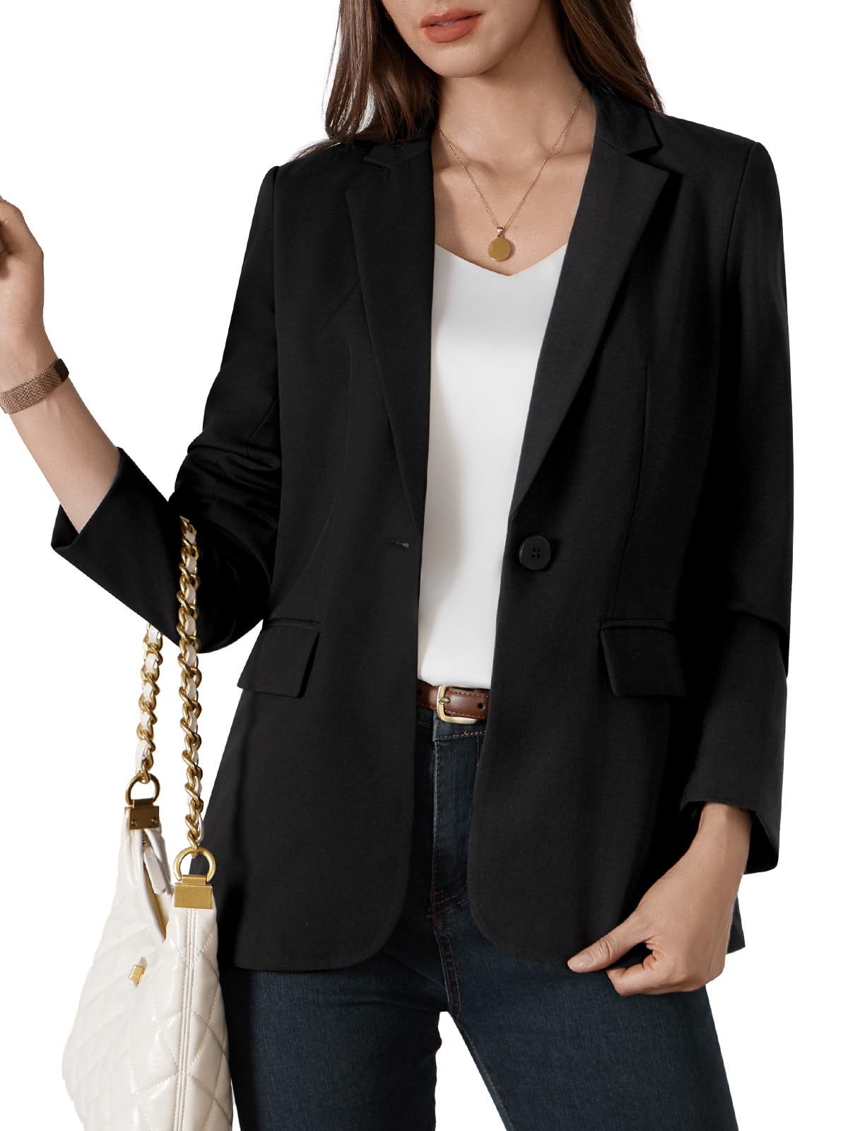 Fashionable Women's Single-button Blazer For Smart Office Wear_voghion.com