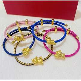 3D硬金足金999史迪奇卡通趴趴虎维尼米奇路路通可爱黄金手链无氢