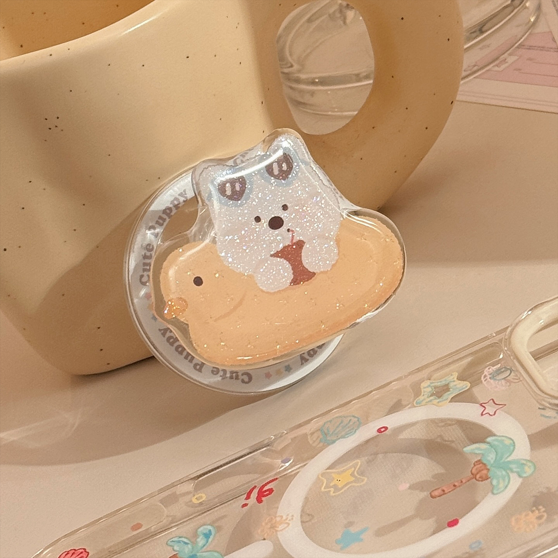 Magnetic Transparent Phone Case For Iphone With Glitter Holder_voghion.com