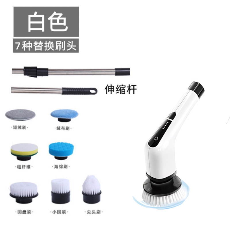 家庭用キッチン、バスルーム、トイレの床用手動強力洗浄ツール用のクロスボーダー電動多機能クリーニングブラシ|undefined