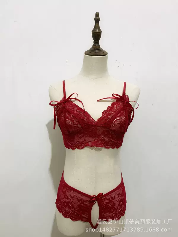 Thin transparent sexy wireless bra, underwear, set