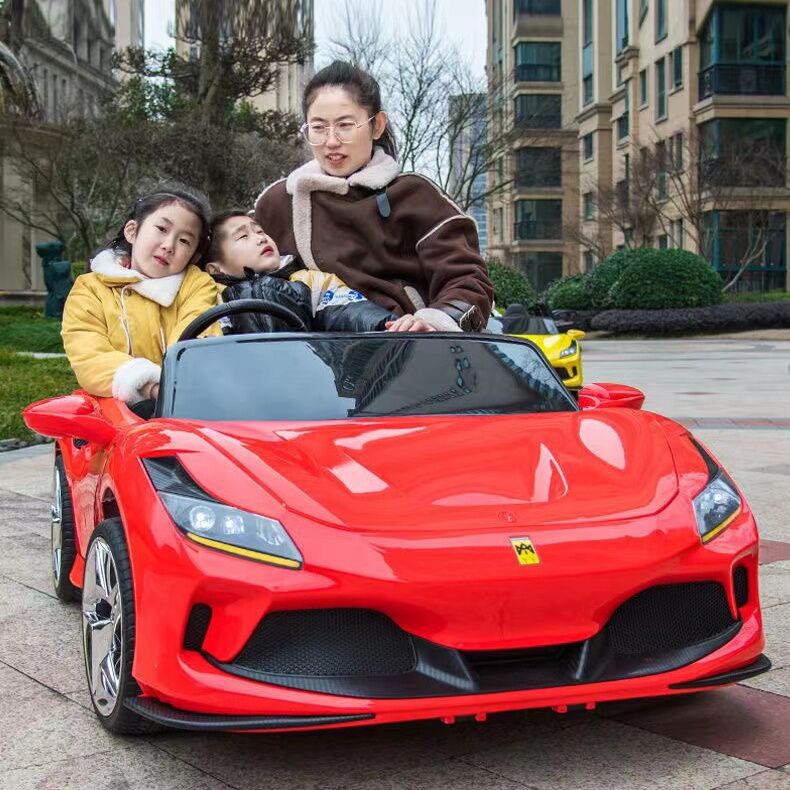 Coche eléctrico para niños coche de control remoto grande de dos asientos puede sentarse adultos niños y niñas bebé coche de juguete de carga de cuatro ruedas
