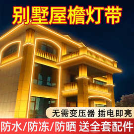 别墅外墙屋檐装饰灯带220v超亮庭院门头广告牌led软灯条户外防水