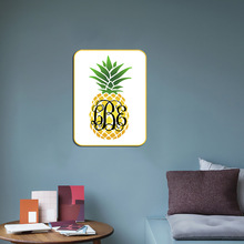 北欧风格黄金菠萝英文字母装饰画素材高清圆角版画无框画代发货