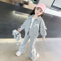 女童春秋款套装洋气2025新款儿童时髦休闲秋装女孩宝宝蝴蝶结秋季