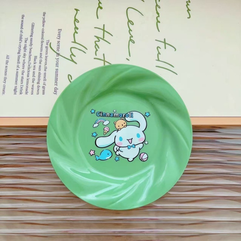 史迪仔猫咪家用餐桌吐骨碟点心盘库洛米塑料零食收纳盘甜品小吃盘|undefined