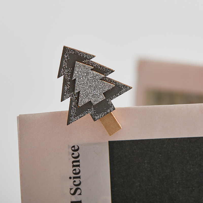 Buscando madera de Navidad copo de nieve de Navidad árbol de Navidad decoraciones de Navidad abrazadera de cuerda de amor de pentacos pequeños clips