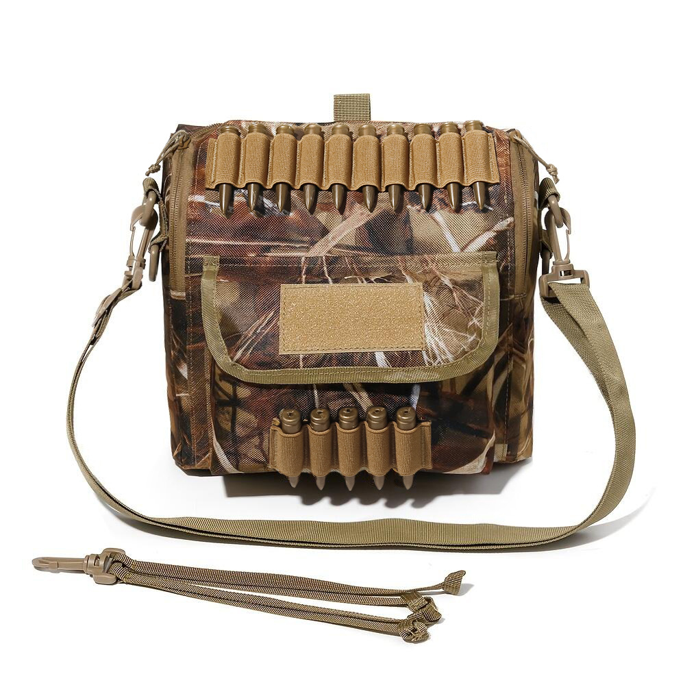 Outdoor camouflage tactical gun bag, Oxford cloth ammunition pouch, multi-compartment ammunition sling bag, hunting ammunition accessory bag