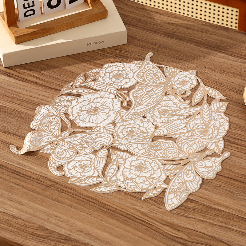 Francés romántico forma de mariposa esterilla de PVC mariposa creativa diseño simple esterilla de aislamiento térmico esterilla impermeable de restaurante de lujo