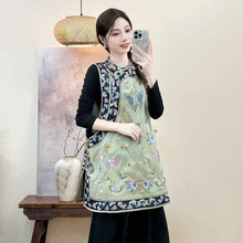 2025新款民族风复古重工刺绣马甲女新中式国风文艺圆领背心外套