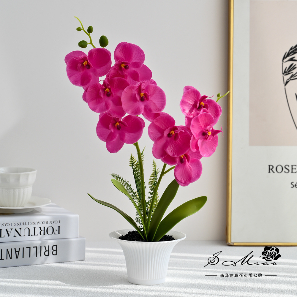 Orquídea de mariposa de dos dedos sensación de imitación de bonsai en maceta creativa flores falsas decoración del hogar fotografía de boda flores artificiales